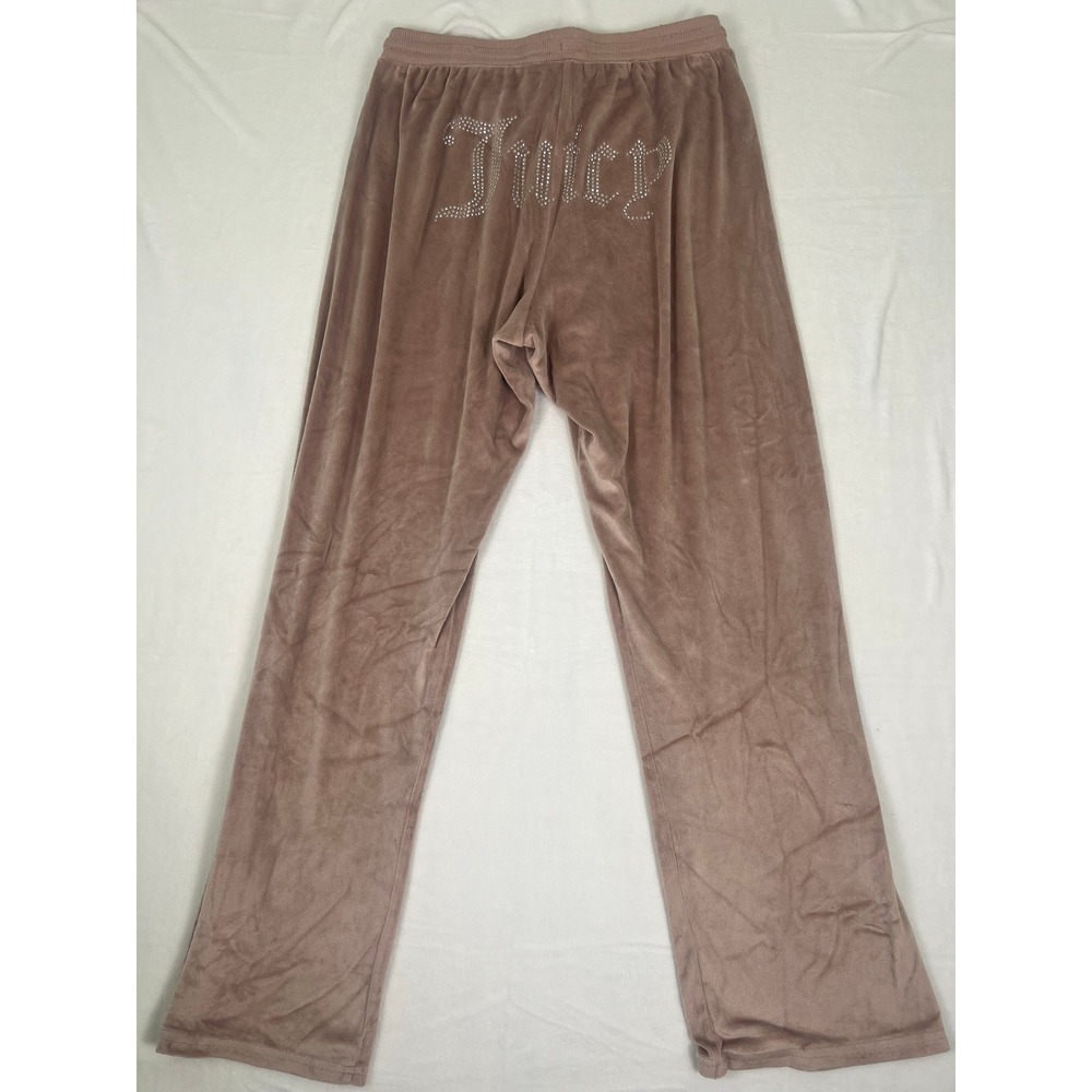 Juicy Couture Velour Sleep Pants Mauve Rhinestone Logo Butt Wide Leg Wm Med Y2K